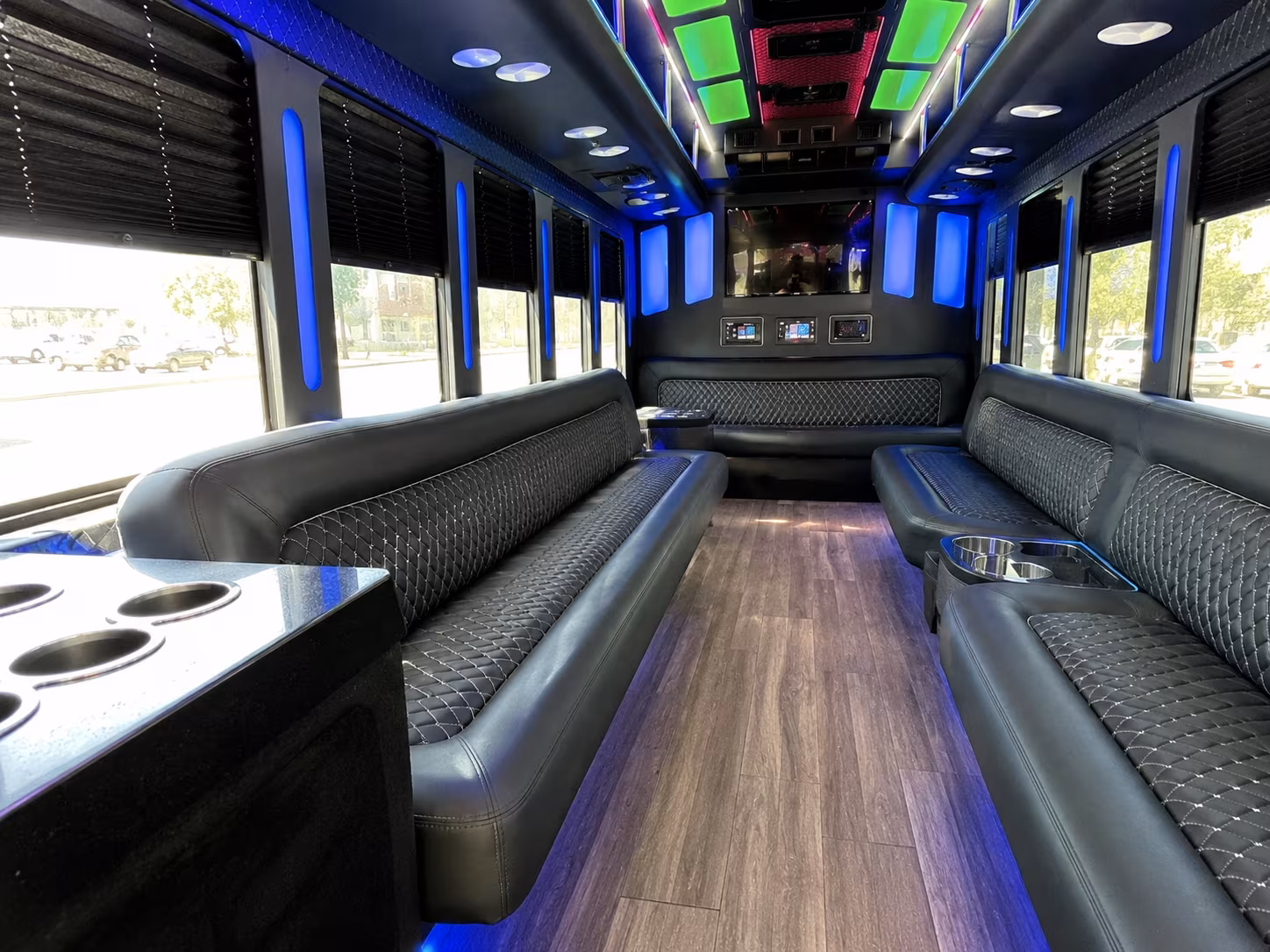 pharr 15 passenger party bus inside