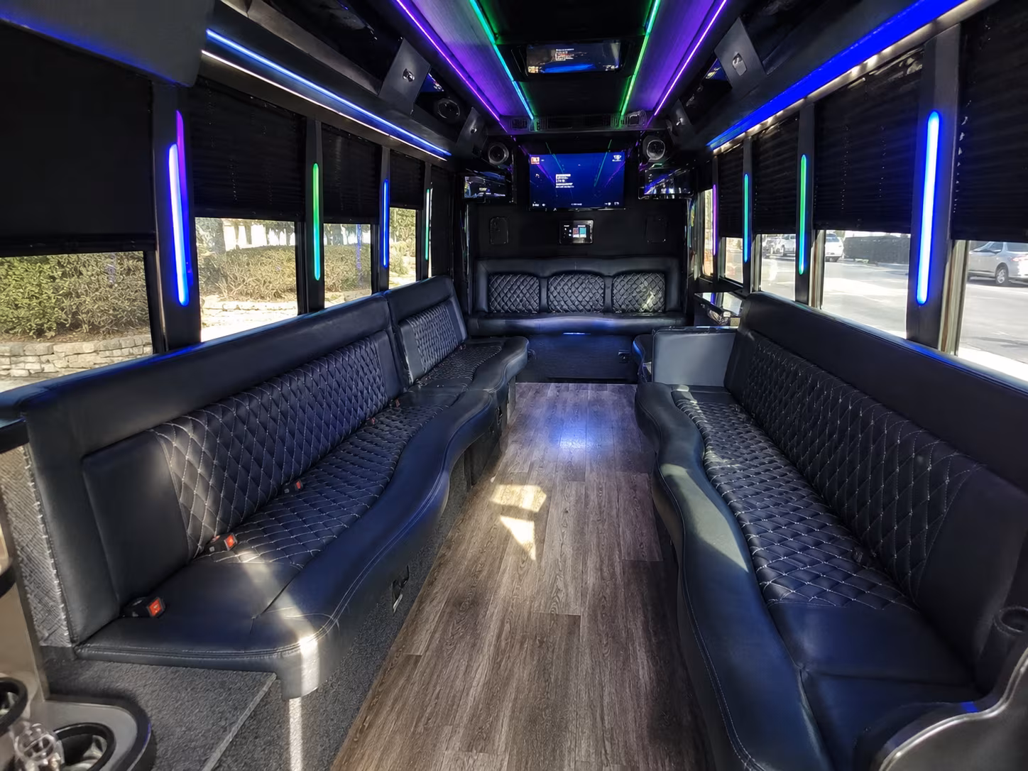 pharr 15 passenger party bus interior