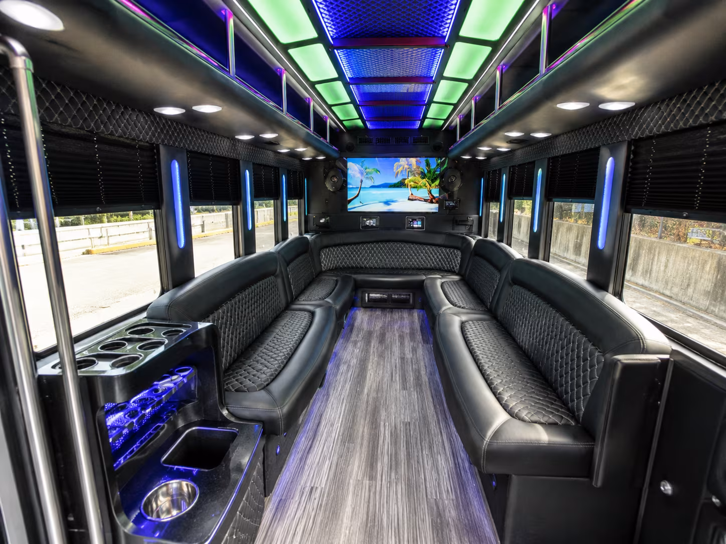 pharr 18 passenger party bus inside