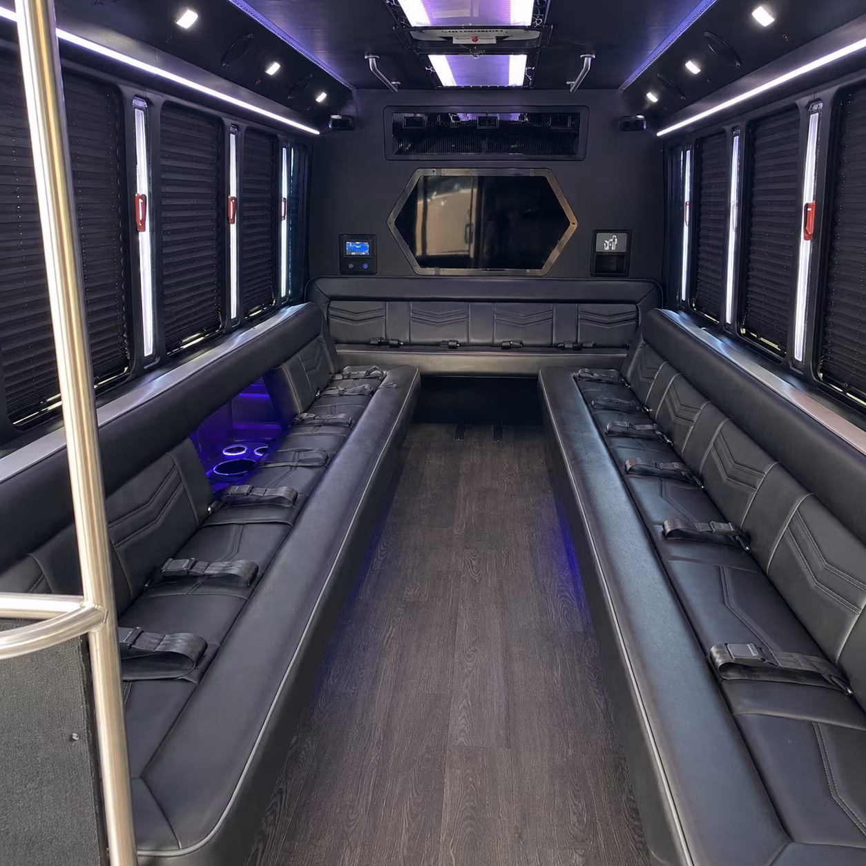 pharr 18 passenger party bus interior