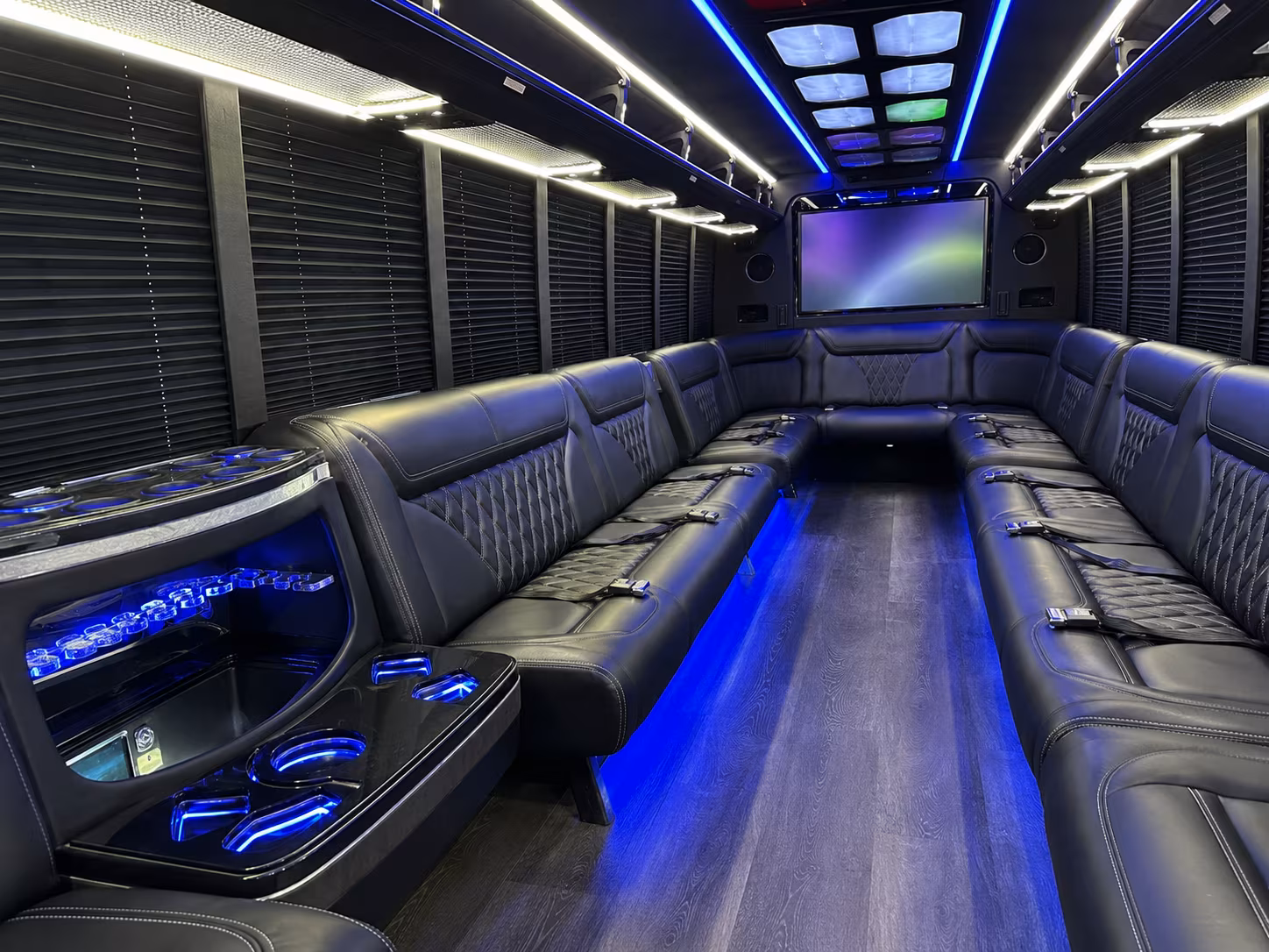 pharr 20 passenger party bus inside