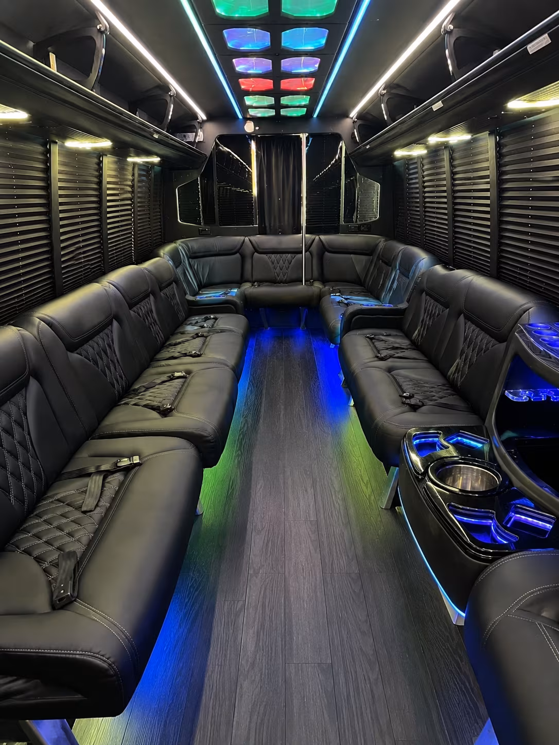 pharr 20 passenger party bus interior