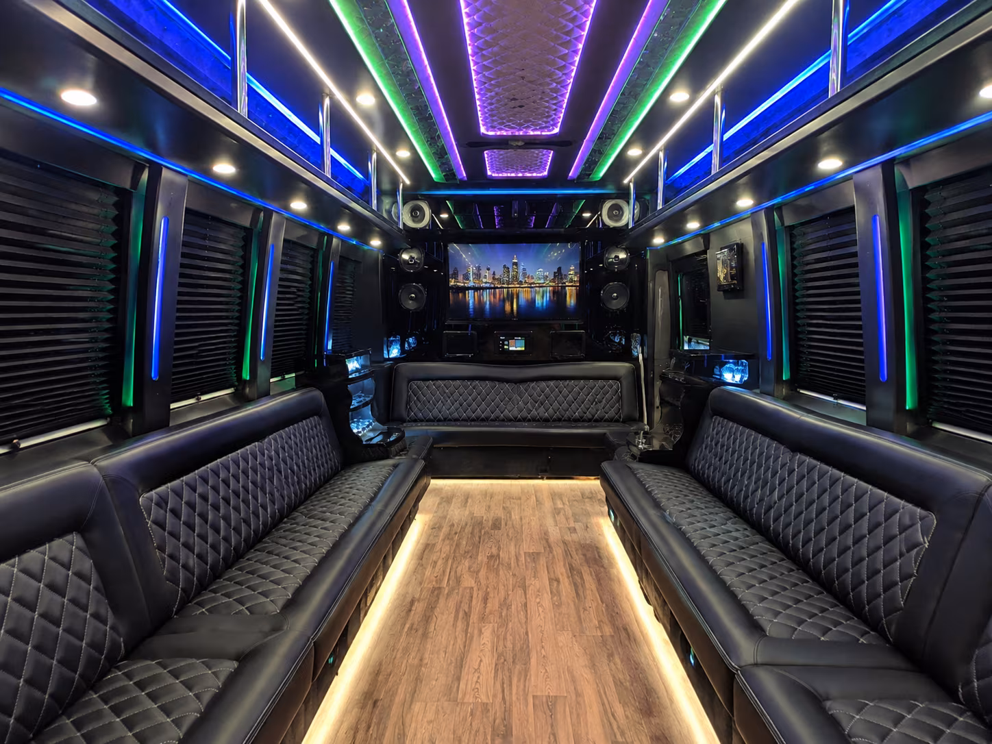 pharr 25 passenger party bus interior
