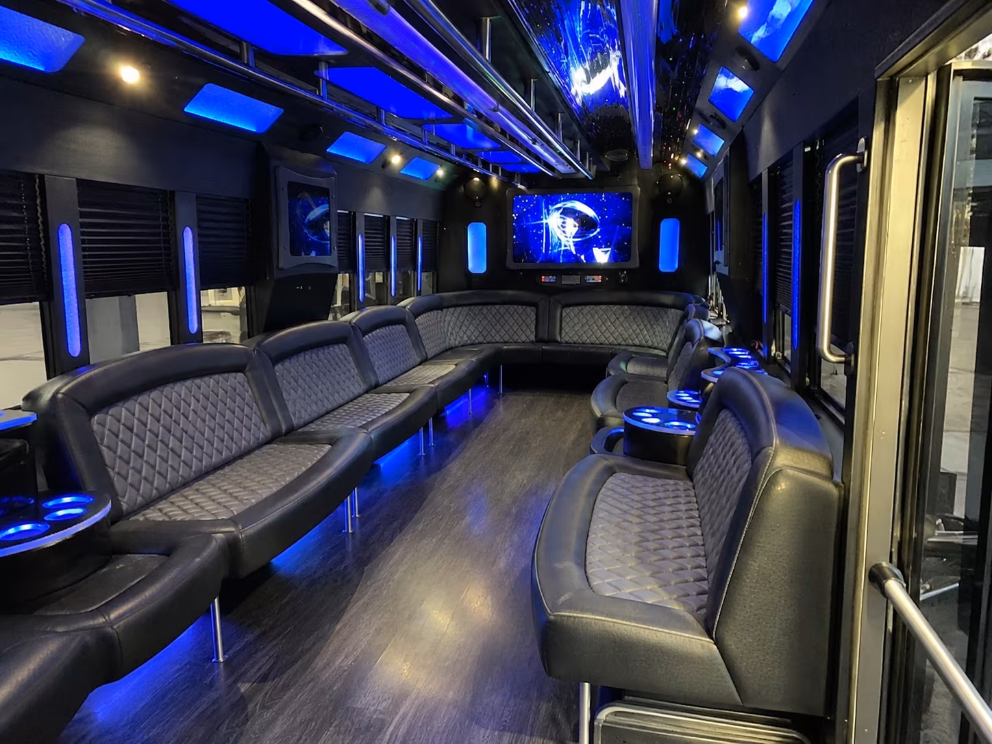 pharr 28 passenger party bus interior