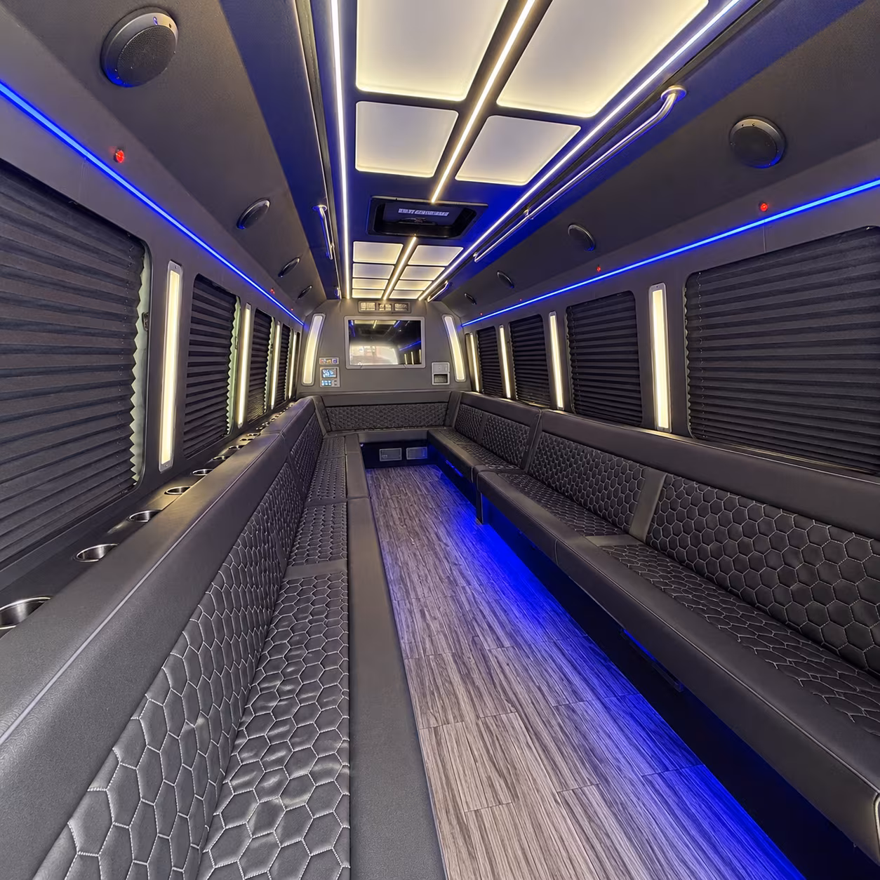 pharr 30 passenger party bus interior