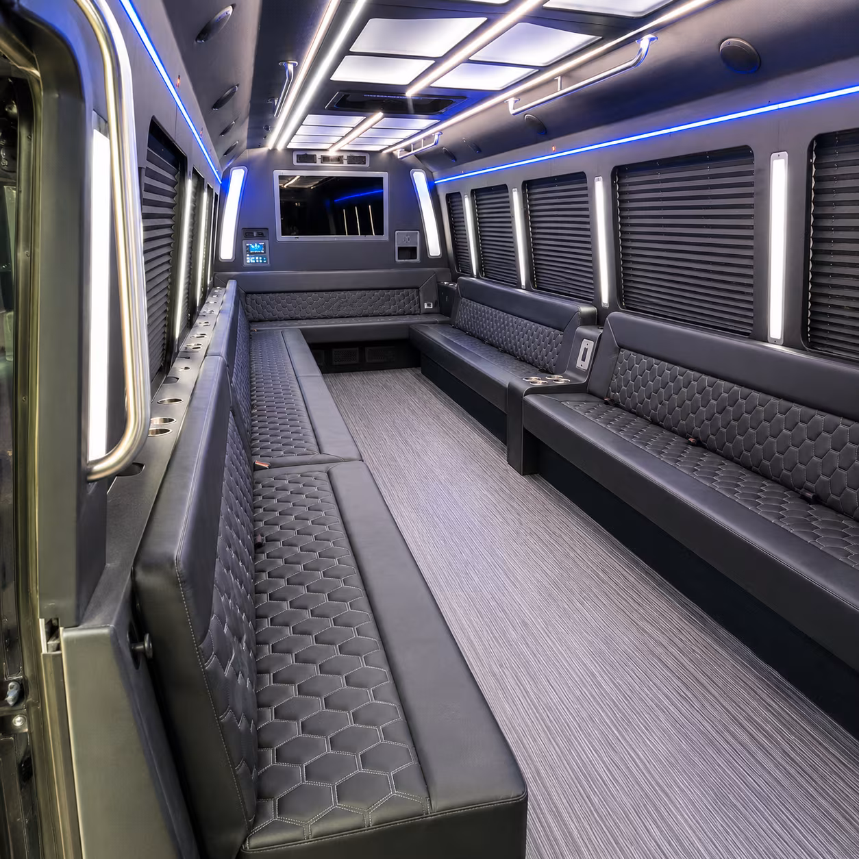 pharr 40 passenger party bus interior