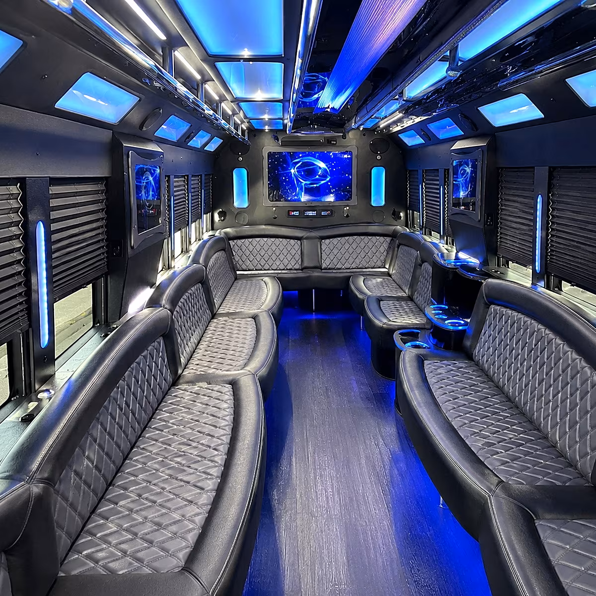 pharr 50 passenger party bus interior